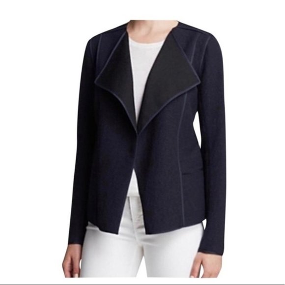 Vince Jackets & Blazers - Vince Navy Cotton Blend Boucle Long Sleeve Open Front Jacket Womens Size Small